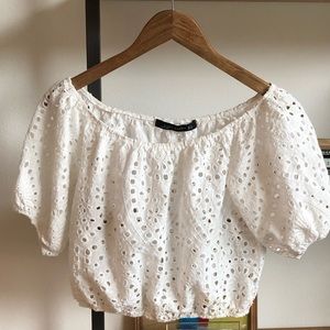 Off the shoulder eyelet top